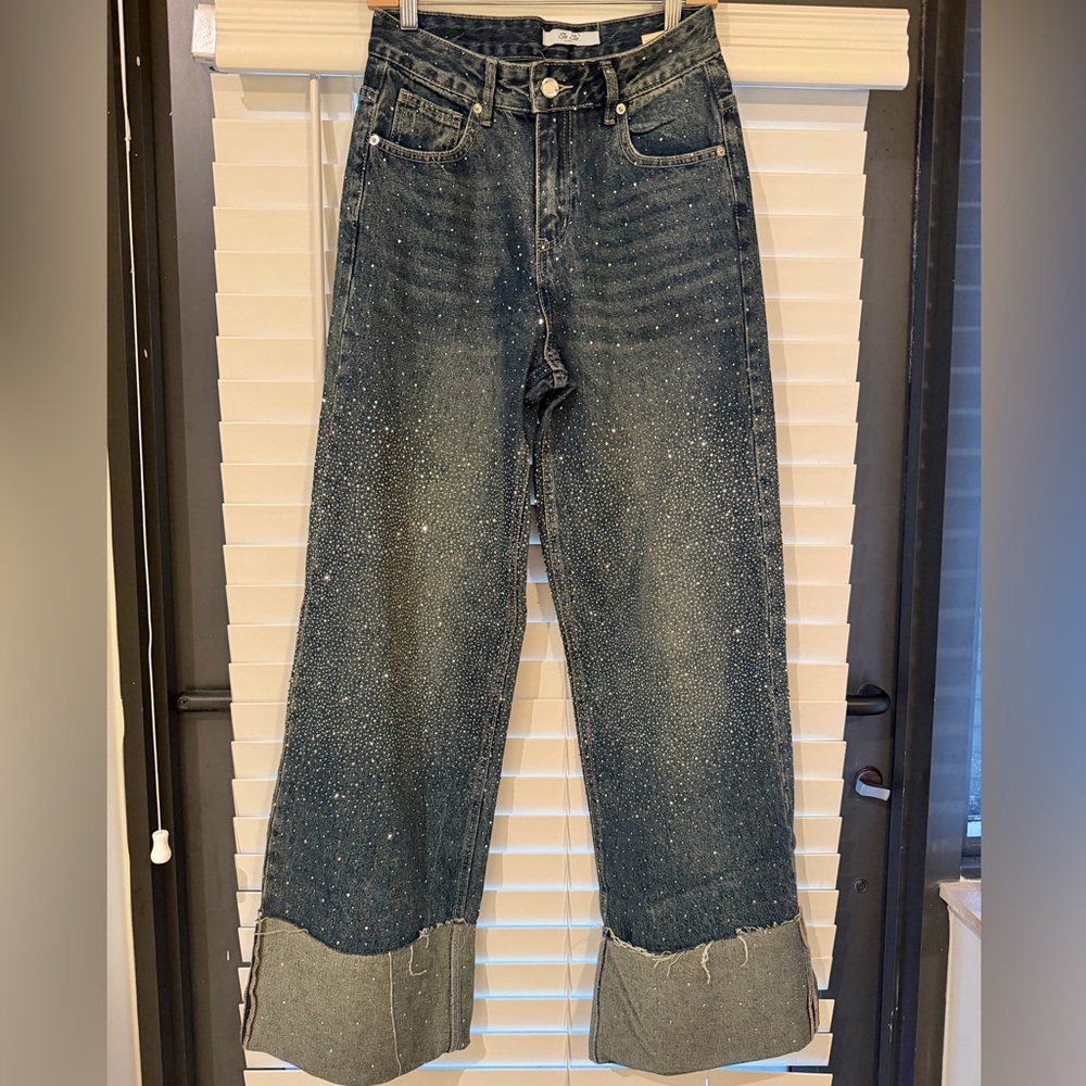 Sparkling Denim Wide Leg Jeans